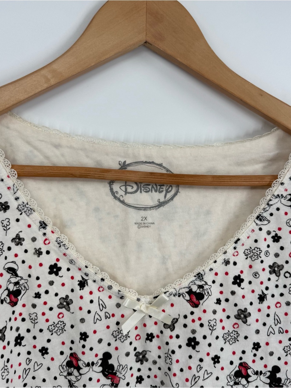 Disney Mickey Minnie Two Piece Pajama Set SIZE 2X Short Sleeves Cotton Polka Dot - Picture 5 of 9